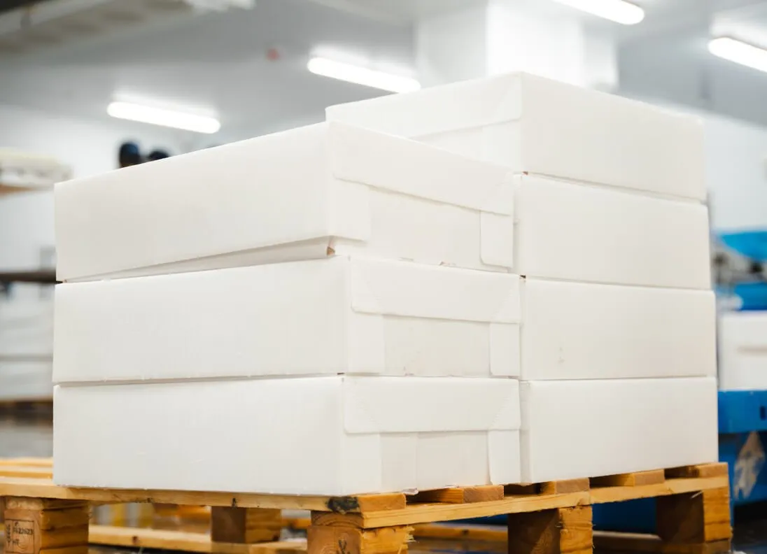 White label CoolSeal boxes. Sample packaging for Seafood distribution and cold chain shipping.