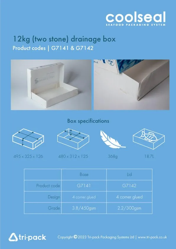 CoolSeal promotional flyer with dimensions - 12kg