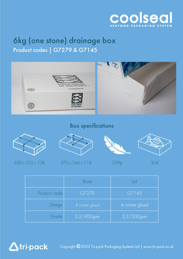 CoolSeal reklamebrosjyre med dimensjoner - 6 kg dreneringsboks