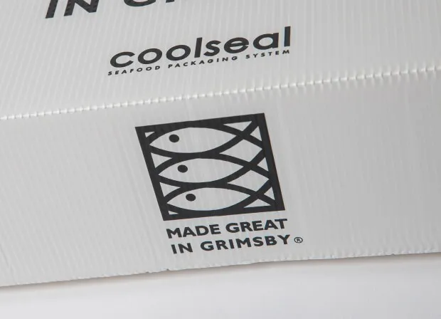 CoolSeal boxes by Tri Pack branded with "Made in Great Grimsby"